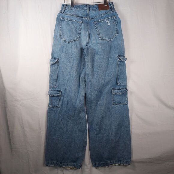 Hidden Los Angeles Jeans Women’s 26 Light Blue Cargo Utility Pockets 100% Cotton - Picture 2 of 13
